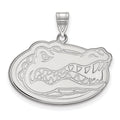 Sterling Silver Rhodium-plated LogoArt University of Florida Gator Large Pendant
