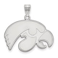 Sterling Silver Rhodium-plated LogoArt University of Iowa Hawk Large Pendant