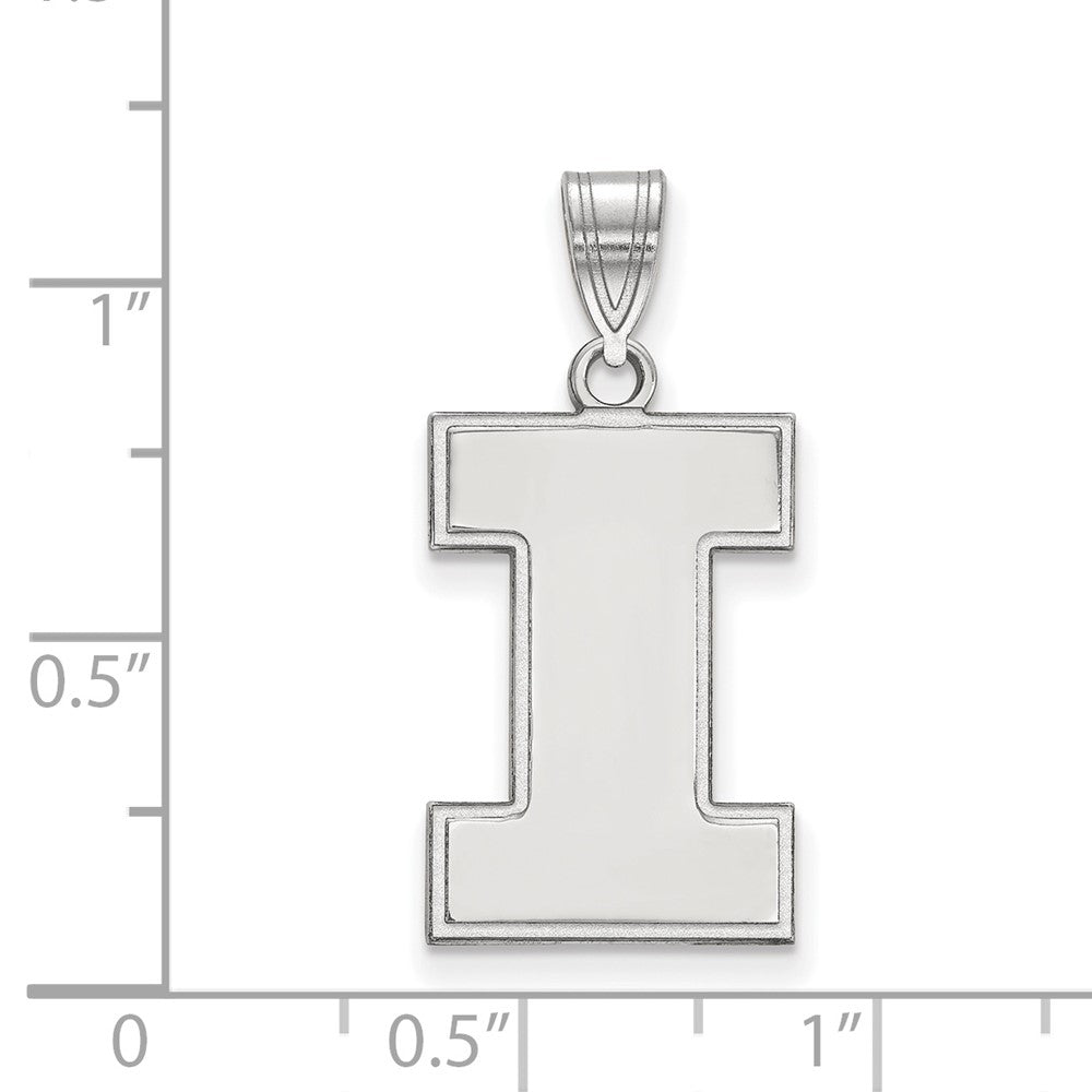 14k White Gold LogoArt University of Illinois Letter I Large Pendant