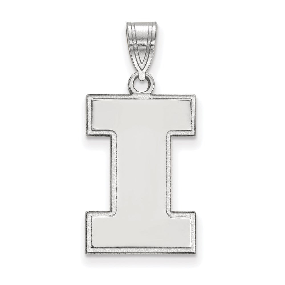 10k White Gold LogoArt University of Illinois Letter I Large Pendant