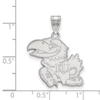 Sterling Silver Rhodium-plated LogoArt University of Kansas Jayhawk Large Pendant