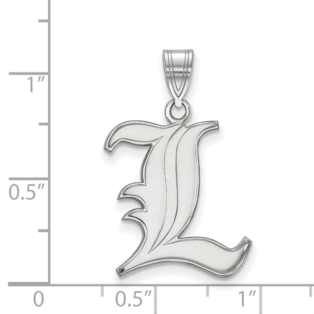 14k White Gold LogoArt University of Louisville Letter L Large Pendant