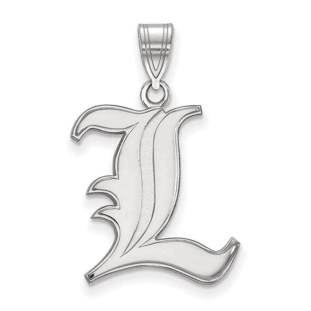 14k White Gold LogoArt University of Louisville Letter L Large Pendant