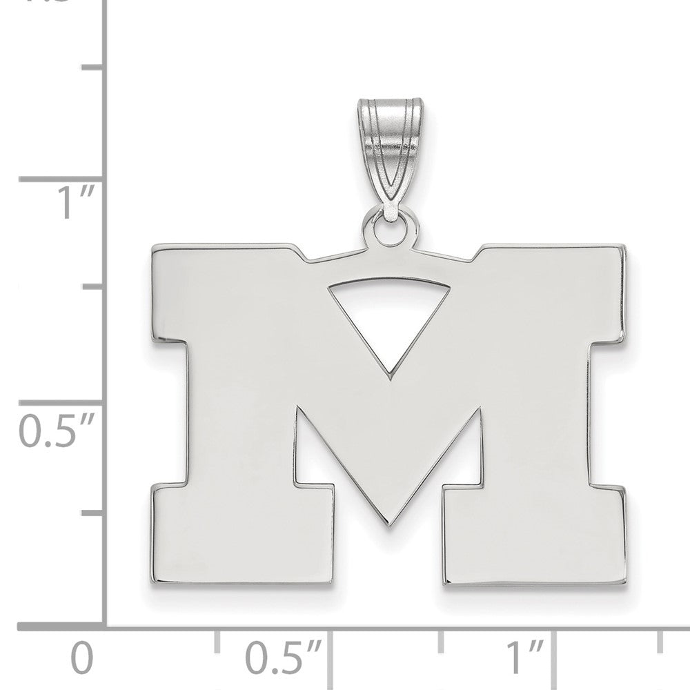 Sterling Silver Rhodium-plated LogoArt University of Michigan Letter M Large Pendant