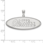 Sterling Silver Rhodium-plated LogoArt University of Mississippi Ole Miss Large Oval Pendant