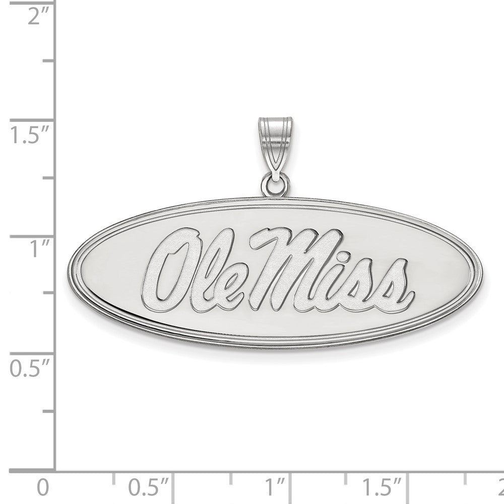 10k White Gold LogoArt University of Mississippi Ole Miss Large Oval Pendant