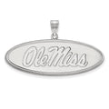 14k White Gold LogoArt University of Mississippi Ole Miss Large Oval Pendant