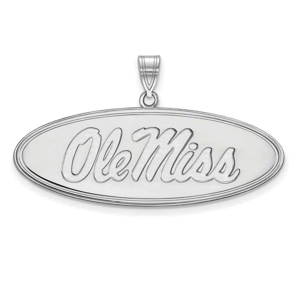 Sterling Silver Rhodium-plated LogoArt University of Mississippi Ole Miss Large Oval Pendant