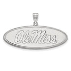 Sterling Silver Rhodium-plated LogoArt University of Mississippi Ole Miss Large Oval Pendant