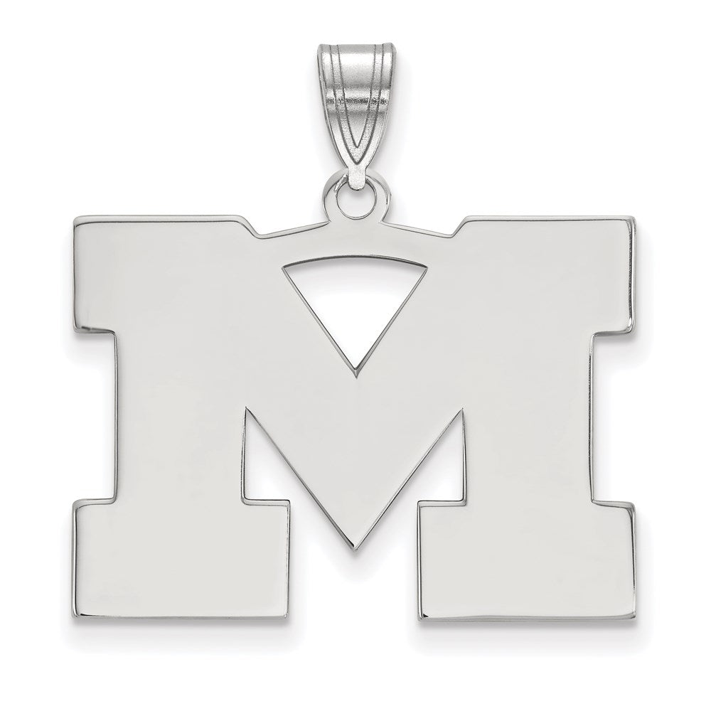 Sterling Silver Rhodium-plated LogoArt University of Michigan Letter M Large Pendant