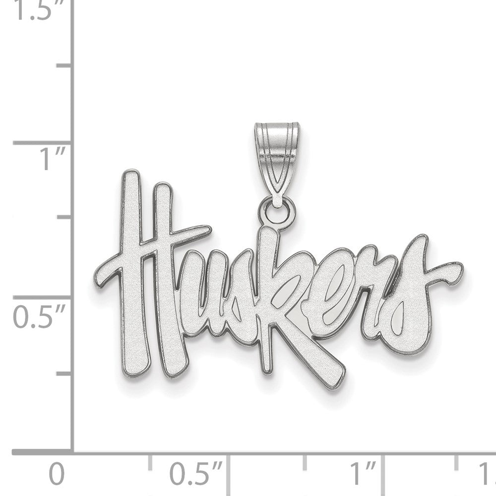 Sterling Silver Rhodium-plated LogoArt University of Nebraska Huskers Large Pendant