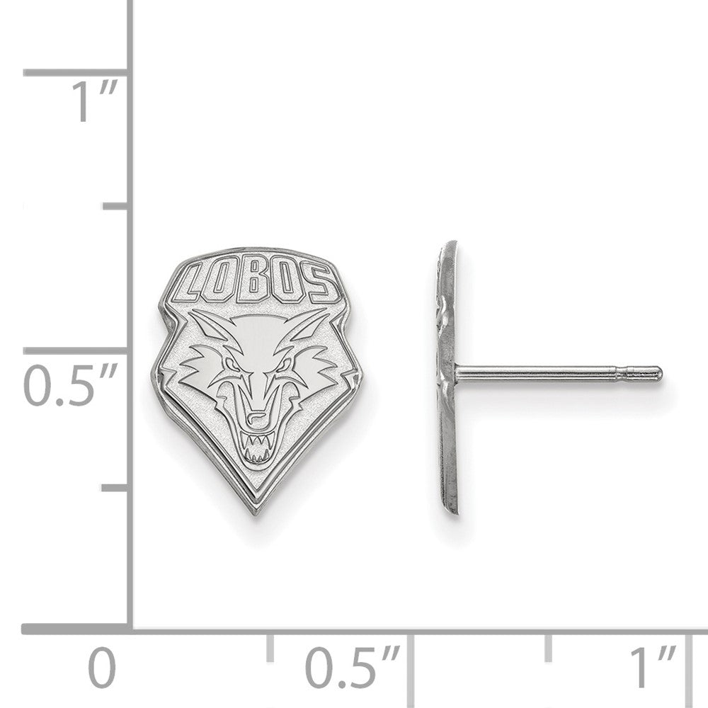 Sterling Silver Rhodium-plated LogoArt University of New Mexico Lobos Small Post Earrings