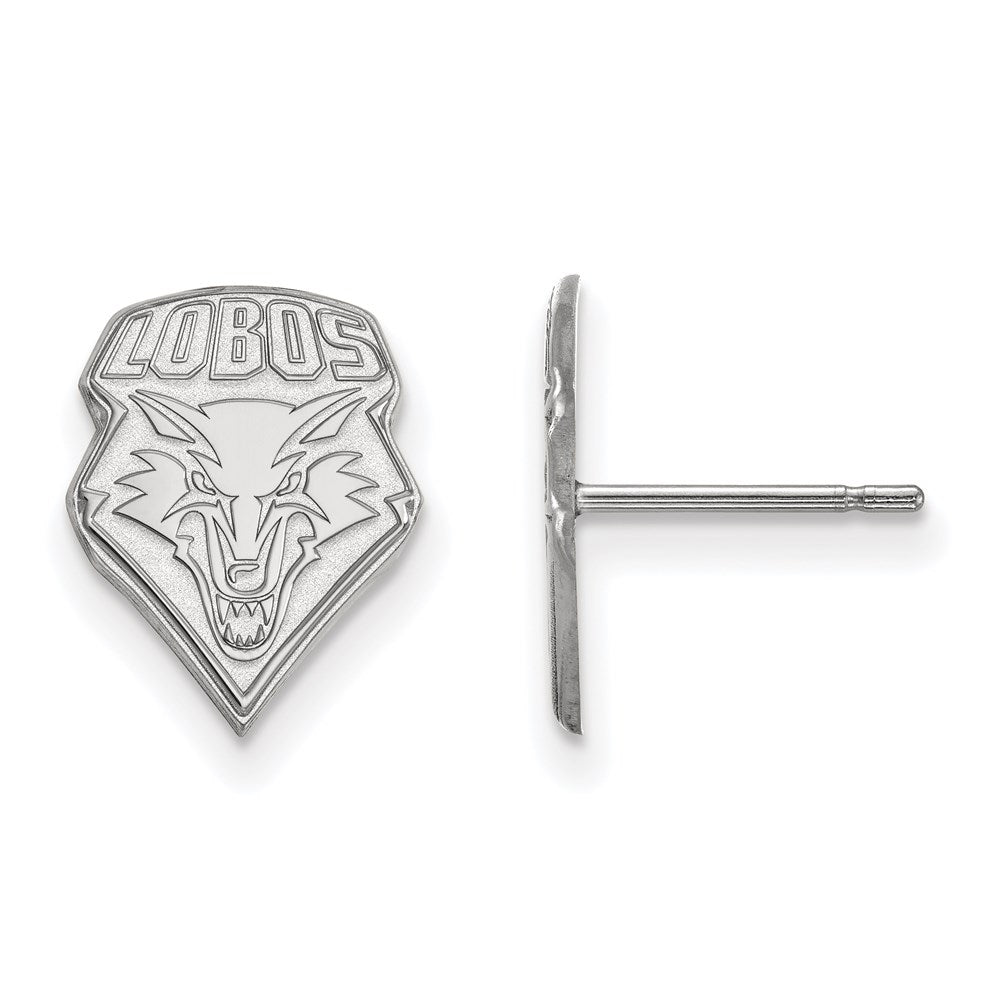 Sterling Silver Rhodium-plated LogoArt University of New Mexico Lobos Small Post Earrings