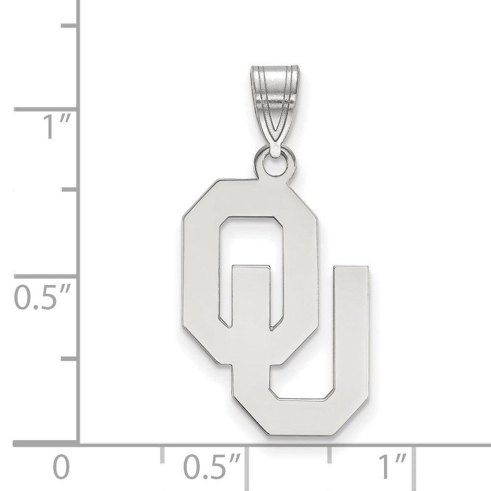 10k White Gold LogoArt University of Oklahoma O-U Large Pendant