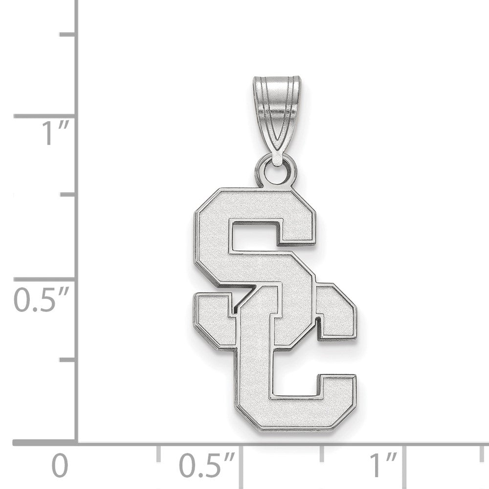 Sterling Silver Rhodium-plated University of Southern California S-C Large Pendant
