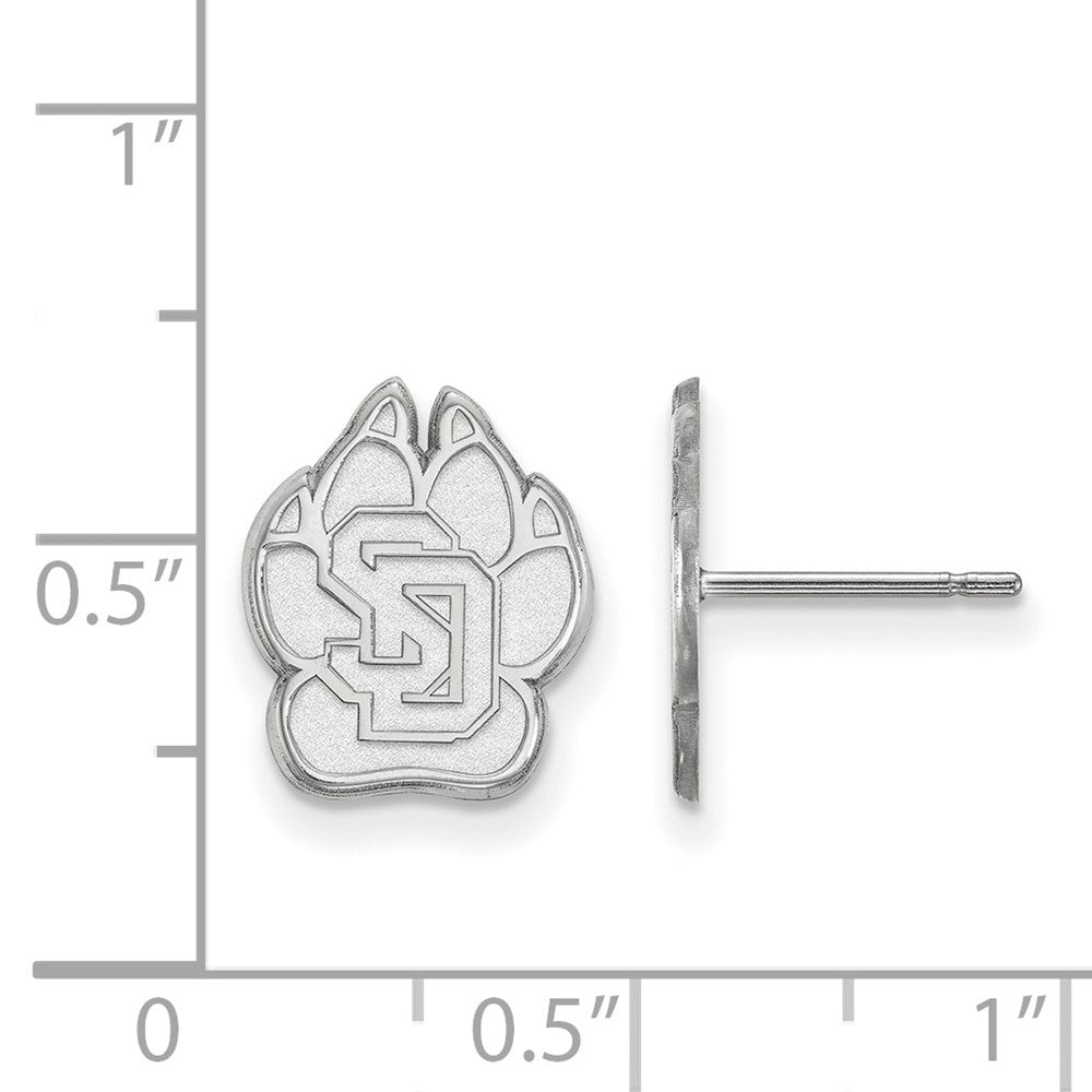 Sterling Silver Rhodium-plated LogoArt University of South Dakota Small Post Earrings