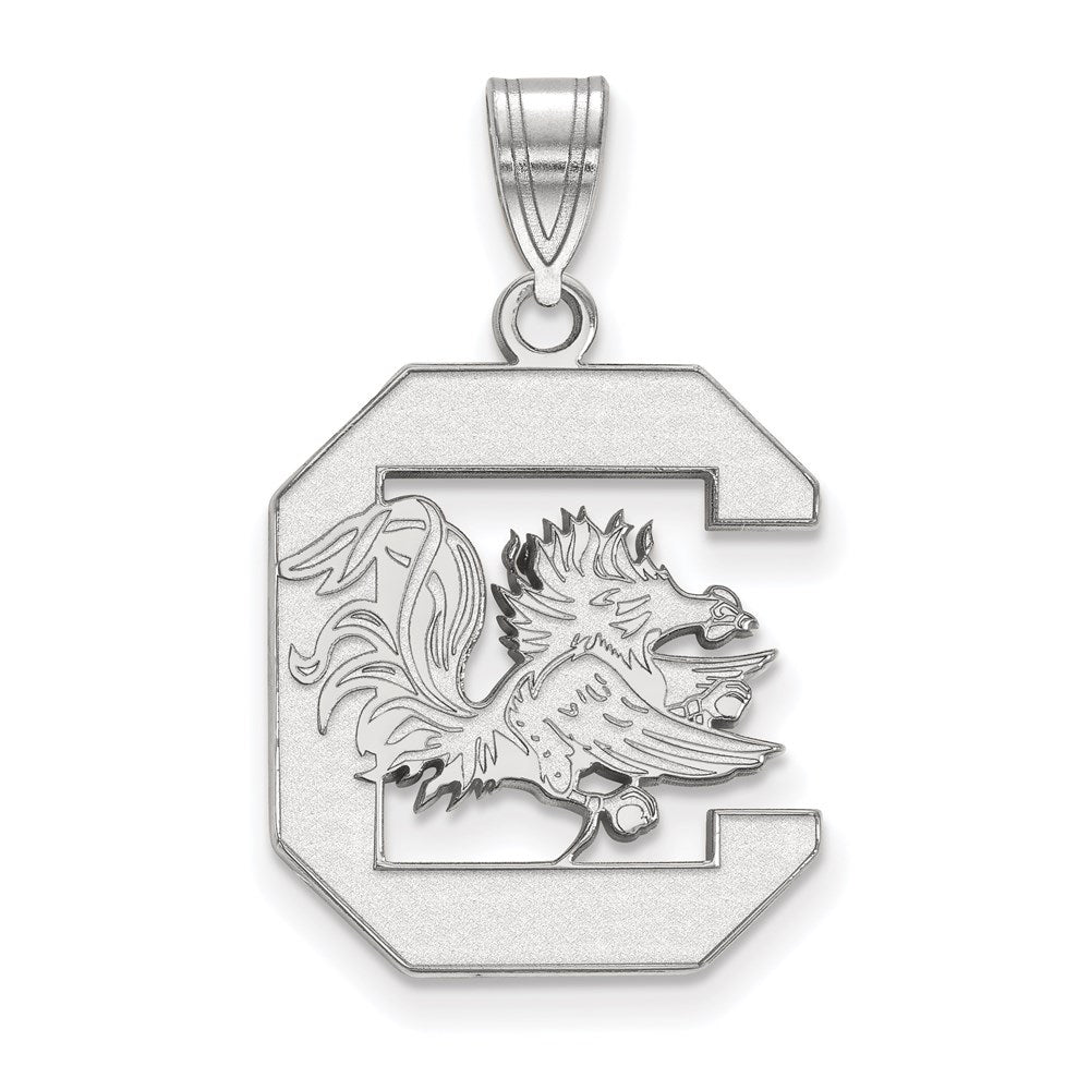 Sterling Silver Rhodium-plated LogoArt University of South Carolina Large Pendant