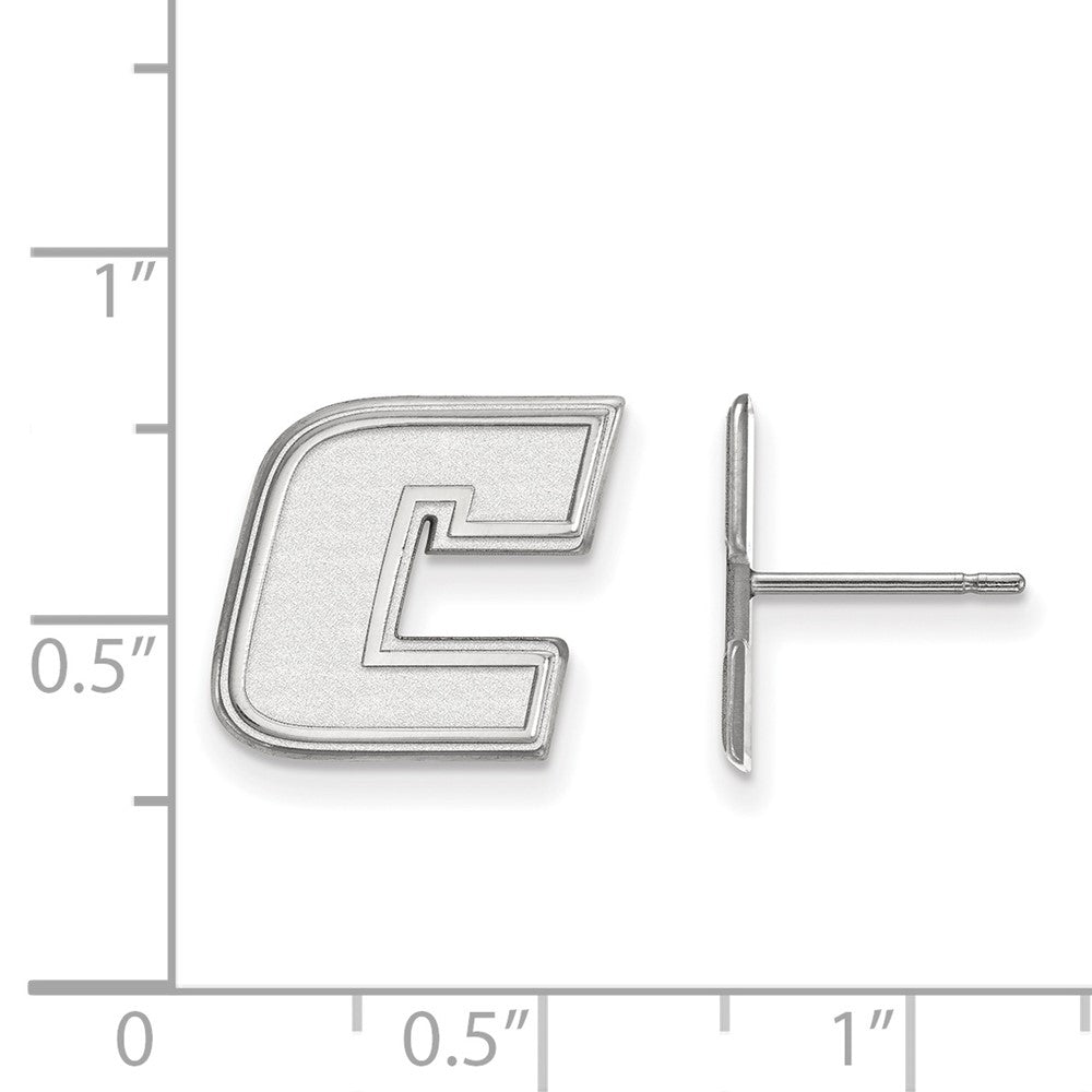 Sterling Silver Rhodium-plated LogoArt University of Tennessee at Chattanooga Letter C Small Post Earrings