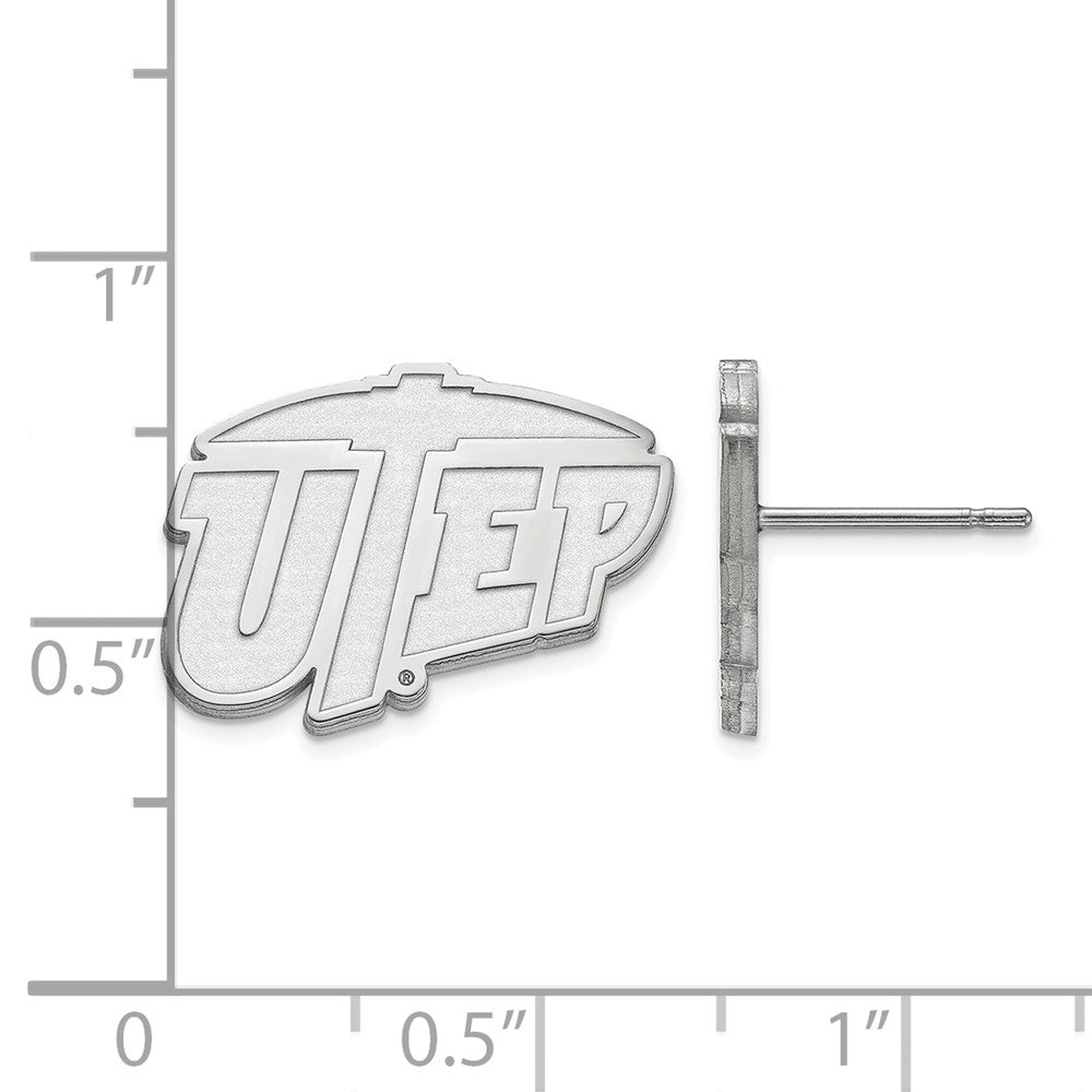 Sterling Silver Rhodium-plated LogoArt University of Texas at El Paso Small Post Earrings