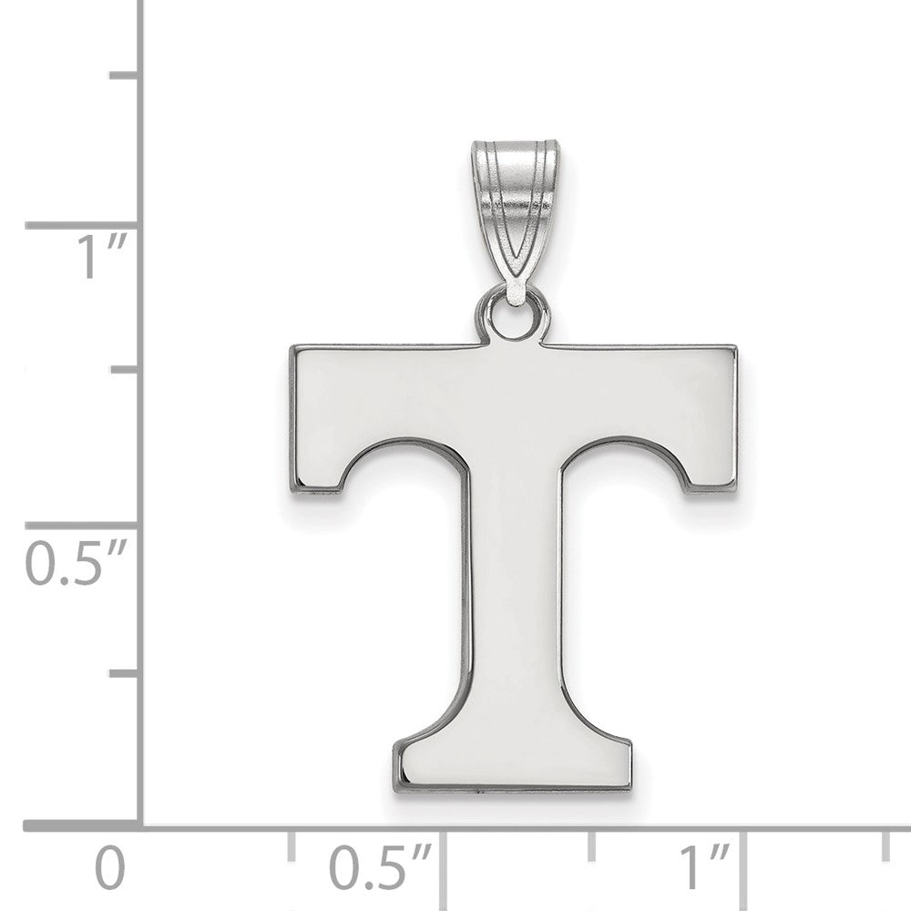 Sterling Silver Rhodium-plated LogoArt University of Tennessee Letter T Large Pendant