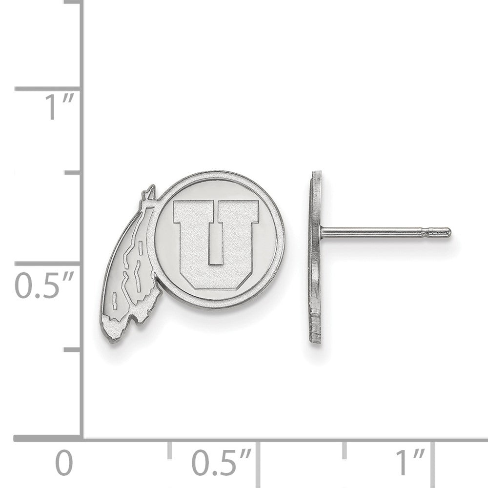 Sterling Silver Rhodium-plated LogoArt University of Utah Small Post Earrings