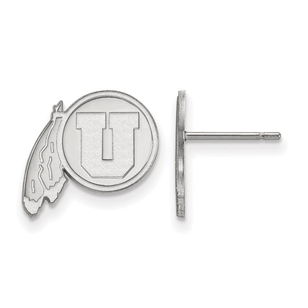 Sterling Silver Rhodium-plated LogoArt University of Utah Small Post Earrings