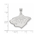 Sterling Silver Rhodium-plated NHL LogoArt Minnesota Wild Large Pendant