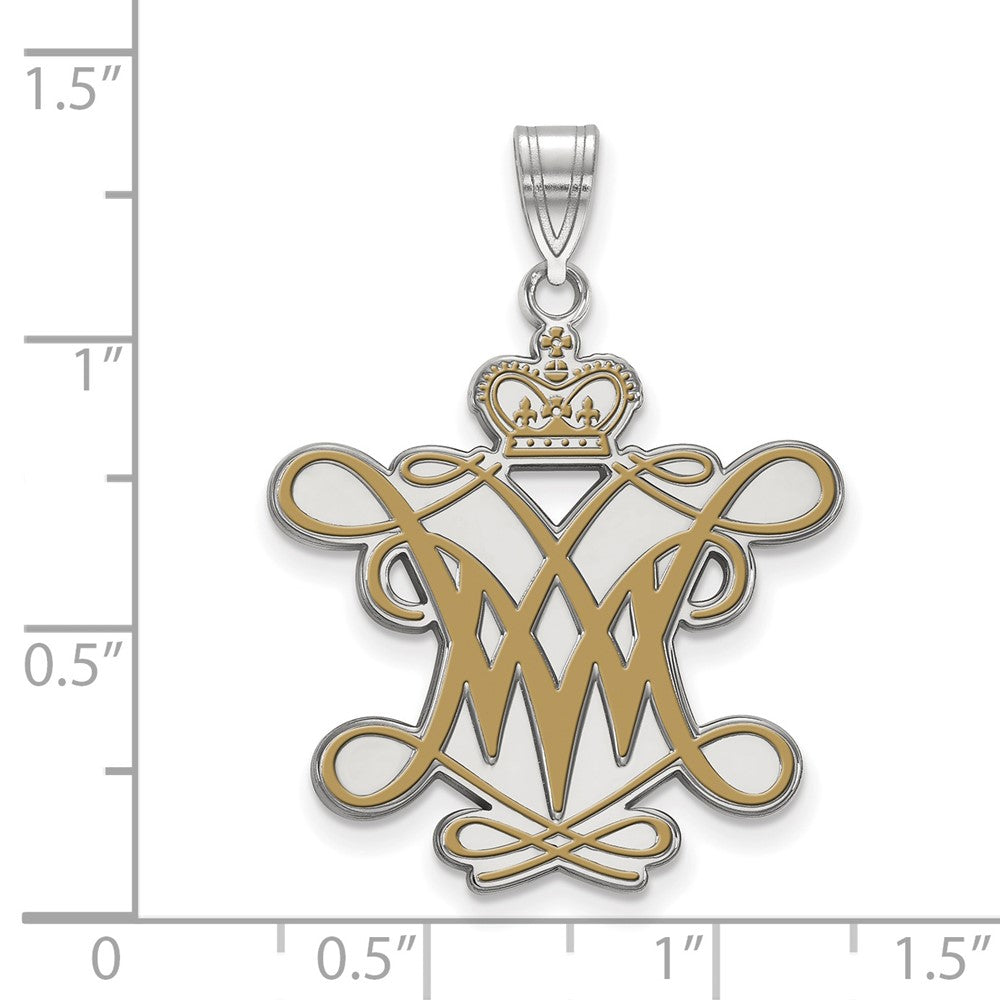 Sterling Silver Rhodium-plated LogoArt College of William and Mary Extra Large Enameled Pendant