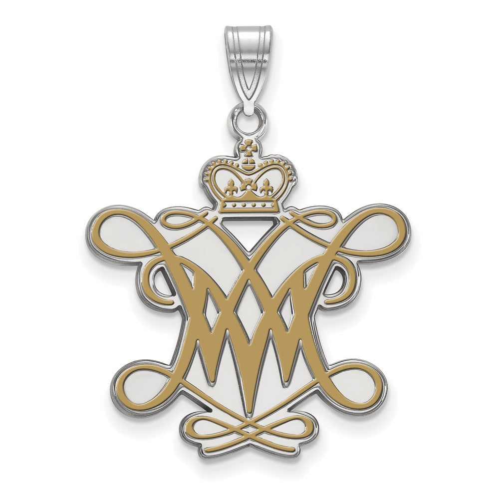 Sterling Silver Rhodium-plated LogoArt College of William and Mary Extra Large Enameled Pendant