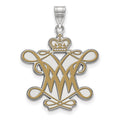 Sterling Silver Rhodium-plated LogoArt College of William and Mary Extra Large Enameled Pendant