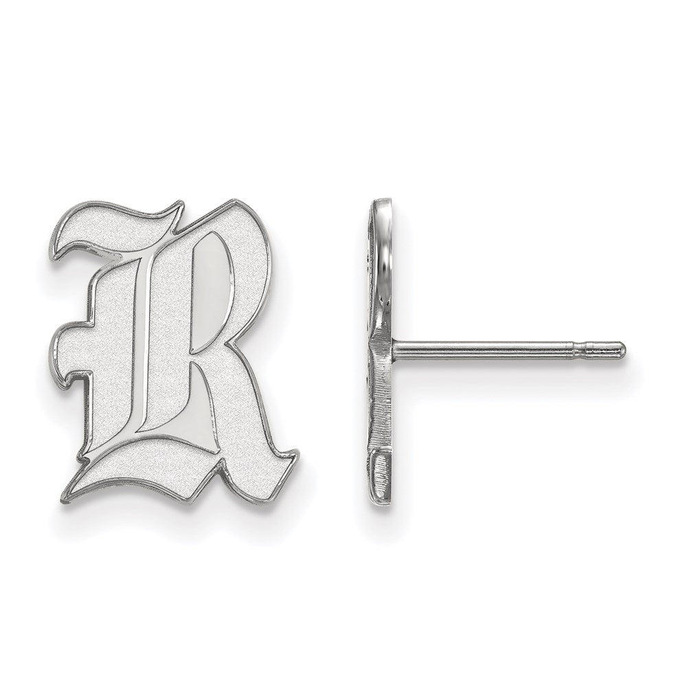 Sterling Silver Rhodium-plated LogoArt Rice University Letter R Small Post Earrings