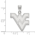 Sterling Silver Rhodium-plated LogoArt West Virginia University W-V Large Pendant