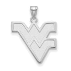Sterling Silver Rhodium-plated LogoArt West Virginia University W-V Large Pendant