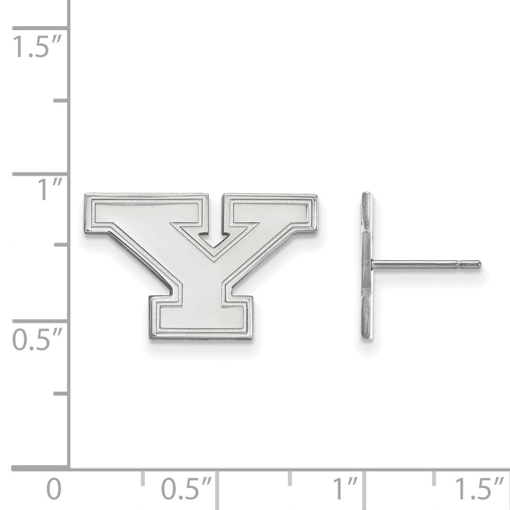 Sterling Silver Rhodium-plated LogoArt Youngstown State University Letter Y Small Post Earrings