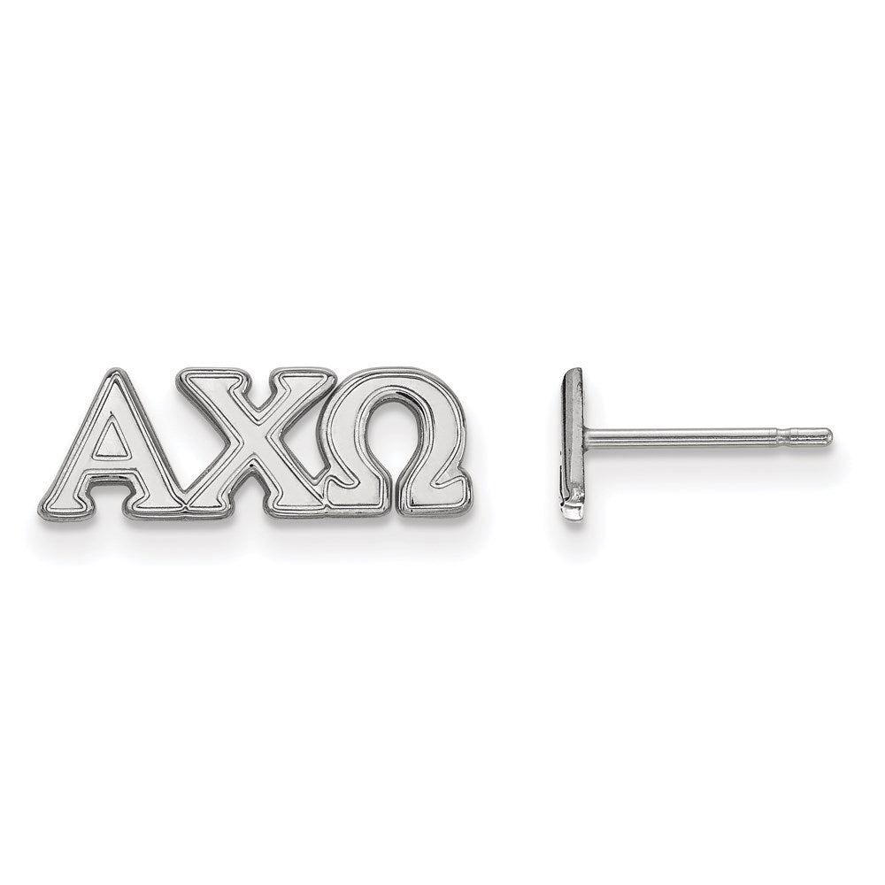 Sterling Silver Rhodium-plated LogoArt Alpha Chi Omega Sorority Greek Letters Extra Small Post Earrings