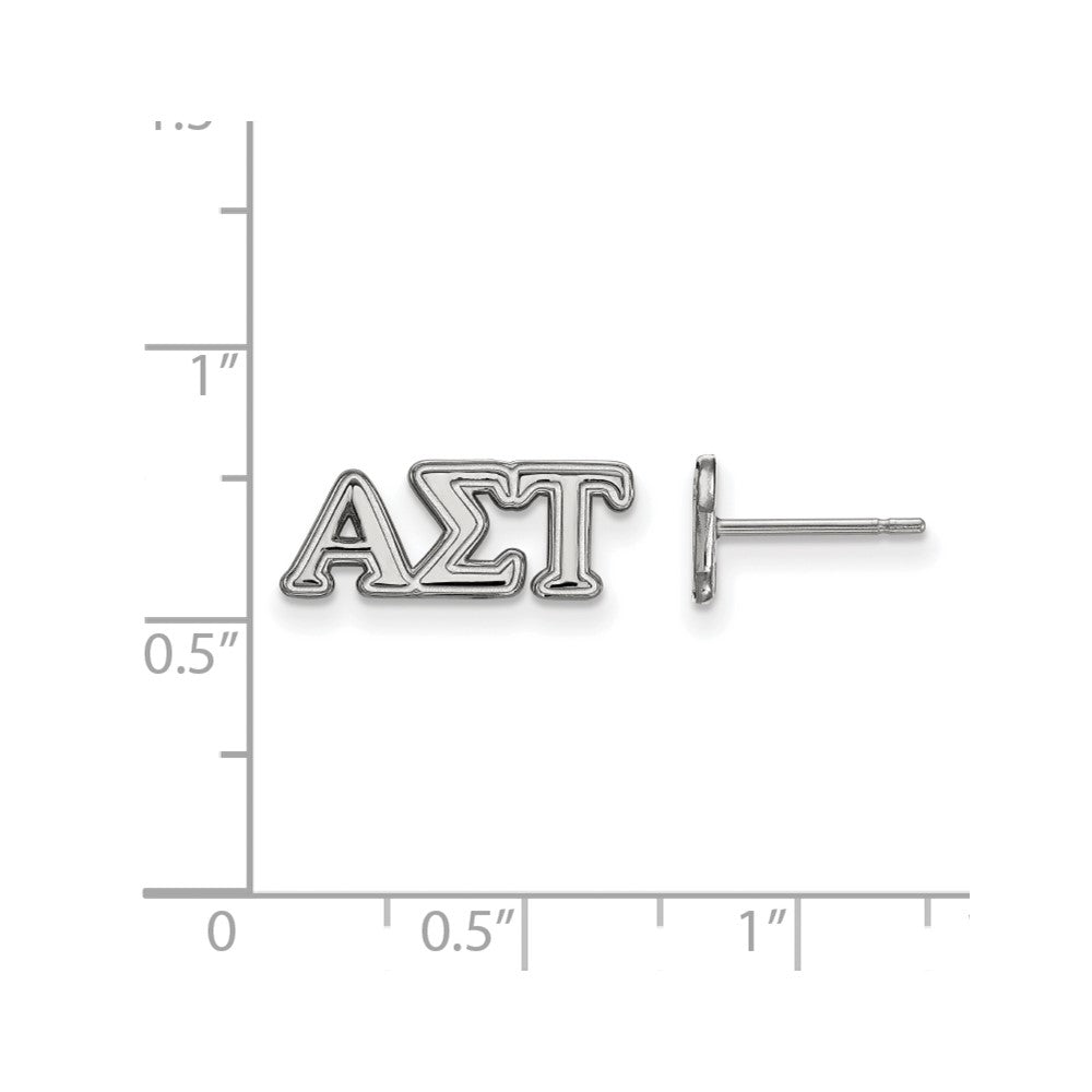 Sterling Silver Rhodium-plated LogoArt Alpha Sigma Tau Sorority Greek Letters Extra Small Post Earrings
