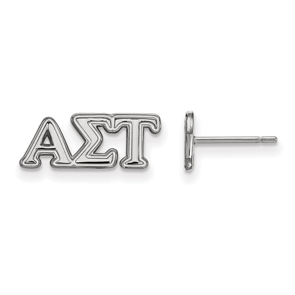 Sterling Silver Rhodium-plated LogoArt Alpha Sigma Tau Sorority Greek Letters Extra Small Post Earrings