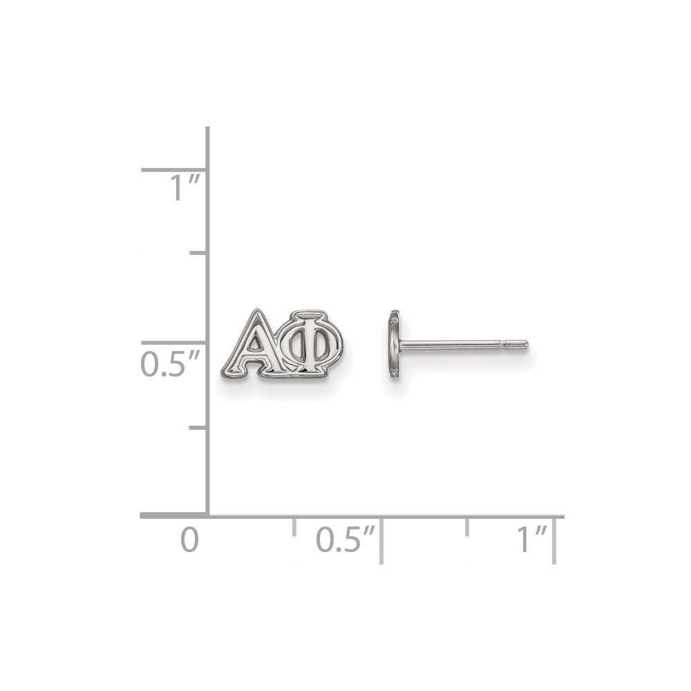 Sterling Silver Rhodium-plated LogoArt Alpha Phi Sorority Greek Letters Extra Small Post Earrings