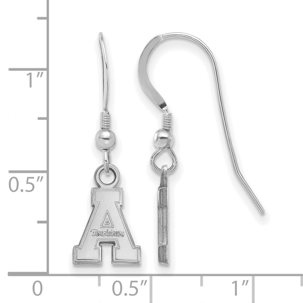 Sterling Silver Rhodium-plated LogoArt Appalachian State University Extra Small Dangle Wire Earrings