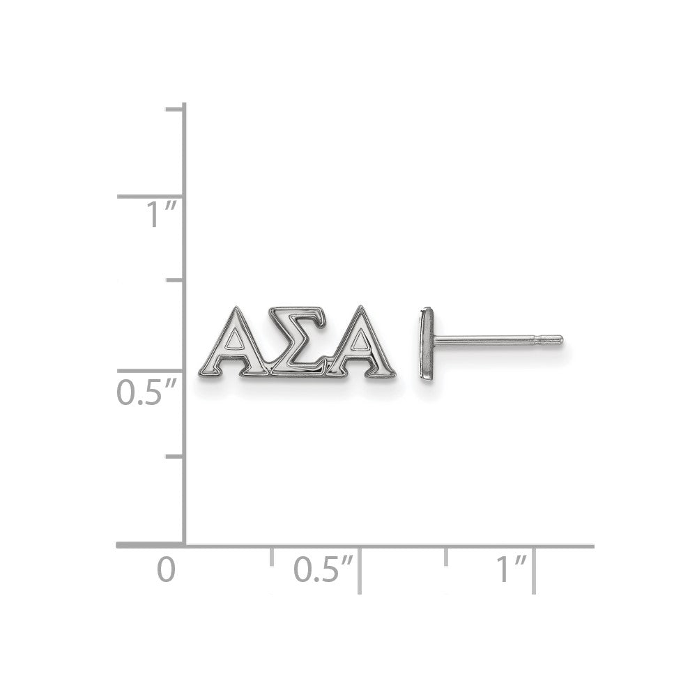 Sterling Silver Rhodium-plated LogoArt Alpha Sigma Alpha Sorority Greek Letters Extra Small Post Earrings