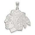 Sterling Silver Rhodium-plated NHL LogoArt Chicago Blackhawks Extra Large Pendant