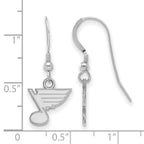 Sterling Silver Rhodium-plated NHL LogoArt St. Louis Blues Extra Small Dangle Wire Earrings