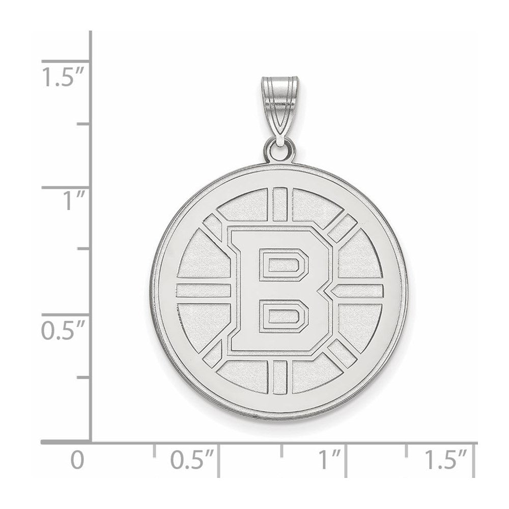 Sterling Silver Rhodium-plated NHL LogoArt Boston Bruins Extra Large Pendant