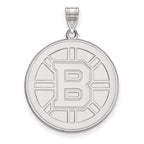 Sterling Silver Rhodium-plated NHL LogoArt Boston Bruins Extra Large Pendant