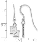 Sterling Silver Rhodium-plated LogoArt Baylor University Bears Extra Small Dangle Wire Earrings