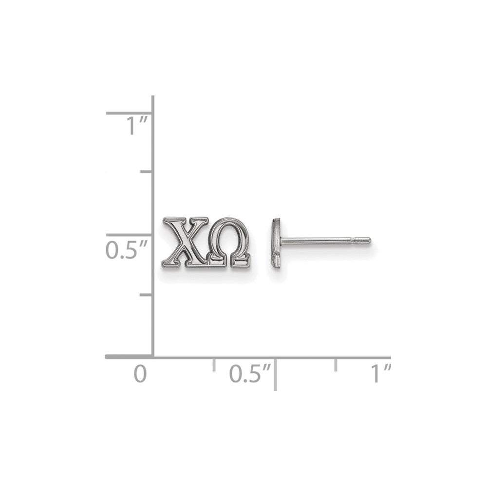 Sterling Silver Rhodium-plated LogoArt Chi Omega Sorority Greek Letters Extra Small Post Earrings