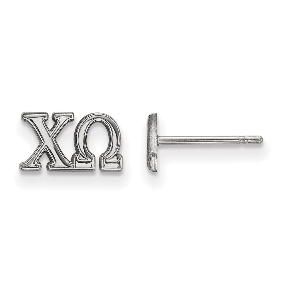 Sterling Silver Rhodium-plated LogoArt Chi Omega Sorority Greek Letters Extra Small Post Earrings