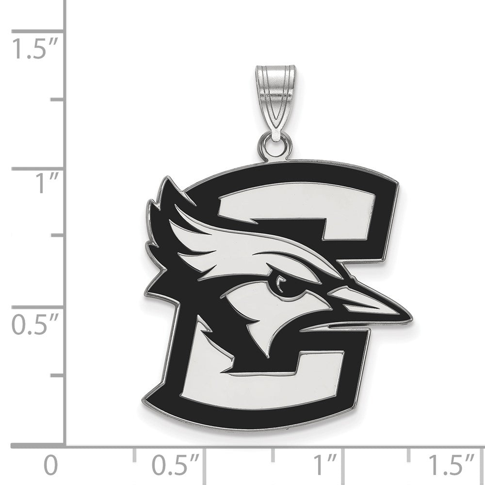Sterling Silver Rhodium-plated LogoArt Creighton University Bluejay Extra Large Enameled Pendant