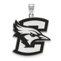 Sterling Silver Rhodium-plated LogoArt Creighton University Bluejay Extra Large Enameled Pendant