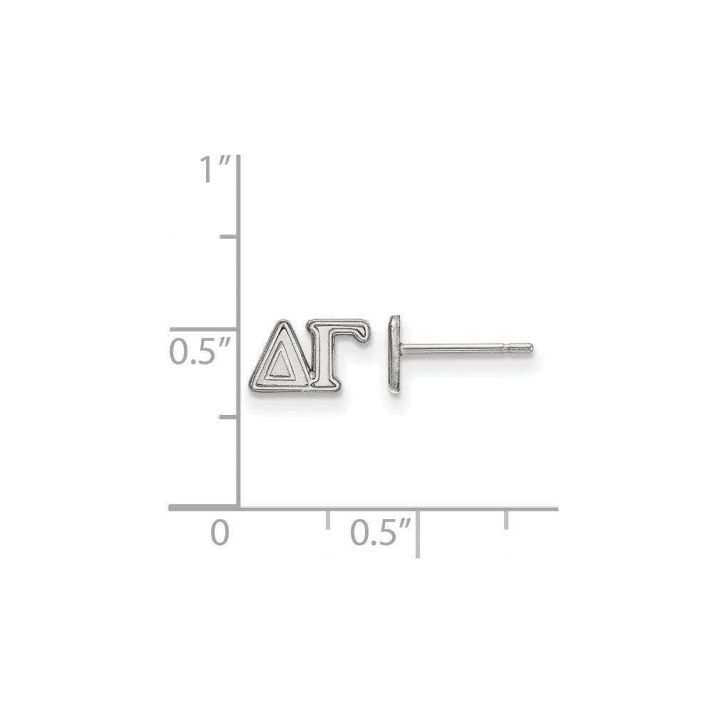 Sterling Silver Rhodium-plated LogoArt Delta Gamma Sorority Greek Letters Extra Small Post Earrings